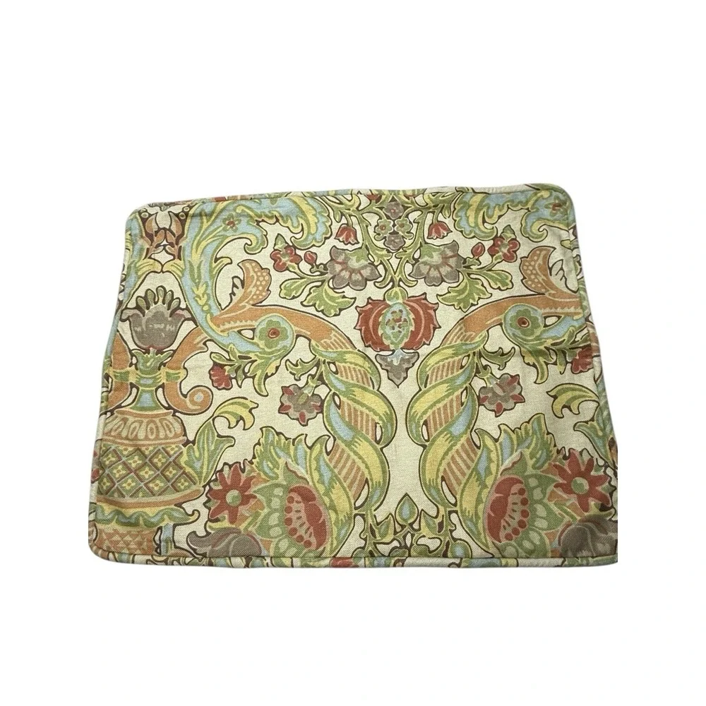 Pottery Barn‎ Jacobean Floral Linen Cotton Standard Pillow Sham Green Rust Blue